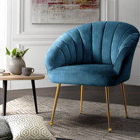 Thumbnail for Artiss Armchair Lounge Chair Armchairs Accent Chairs Navy Blue Velvet Sofa Couch