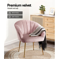 Thumbnail for Artiss Armchair Velvet Pink Eloise