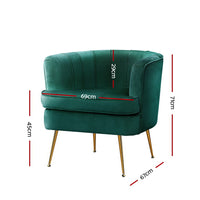 Thumbnail for Artiss Armchair Lounge Accent Chair Armchairs Sofa Chairs Velvet Green Couch