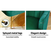 Thumbnail for Artiss Armchair Lounge Accent Chair Armchairs Sofa Chairs Velvet Green Couch