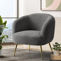 Thumbnail for Artiss Armchair Lounge Chair Accent Chairs Arm Armchairs Sherpa Boucle Charcoal