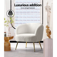 Thumbnail for Artiss Armchair Lounge Chair Accent Chairs Armchairs Sherpa Boucle Sofa White