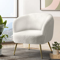 Thumbnail for Artiss Armchair Lounge Chair Accent Chairs Armchairs Sherpa Boucle Sofa White