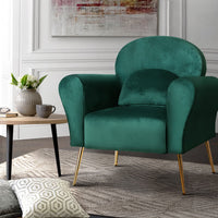 Thumbnail for Artiss Armchair Lounge Chair Accent Armchairs Chairs Sofa Green Cushion Velvet