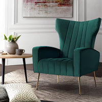 Thumbnail for Artiss Armchair Lounge Chairs Accent Armchairs Chair Velvet Sofa Green Seat