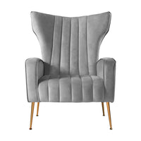 Thumbnail for Artiss Armchair Grey Velvet Kate