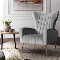 Thumbnail for Artiss Armchair Grey Velvet Kate