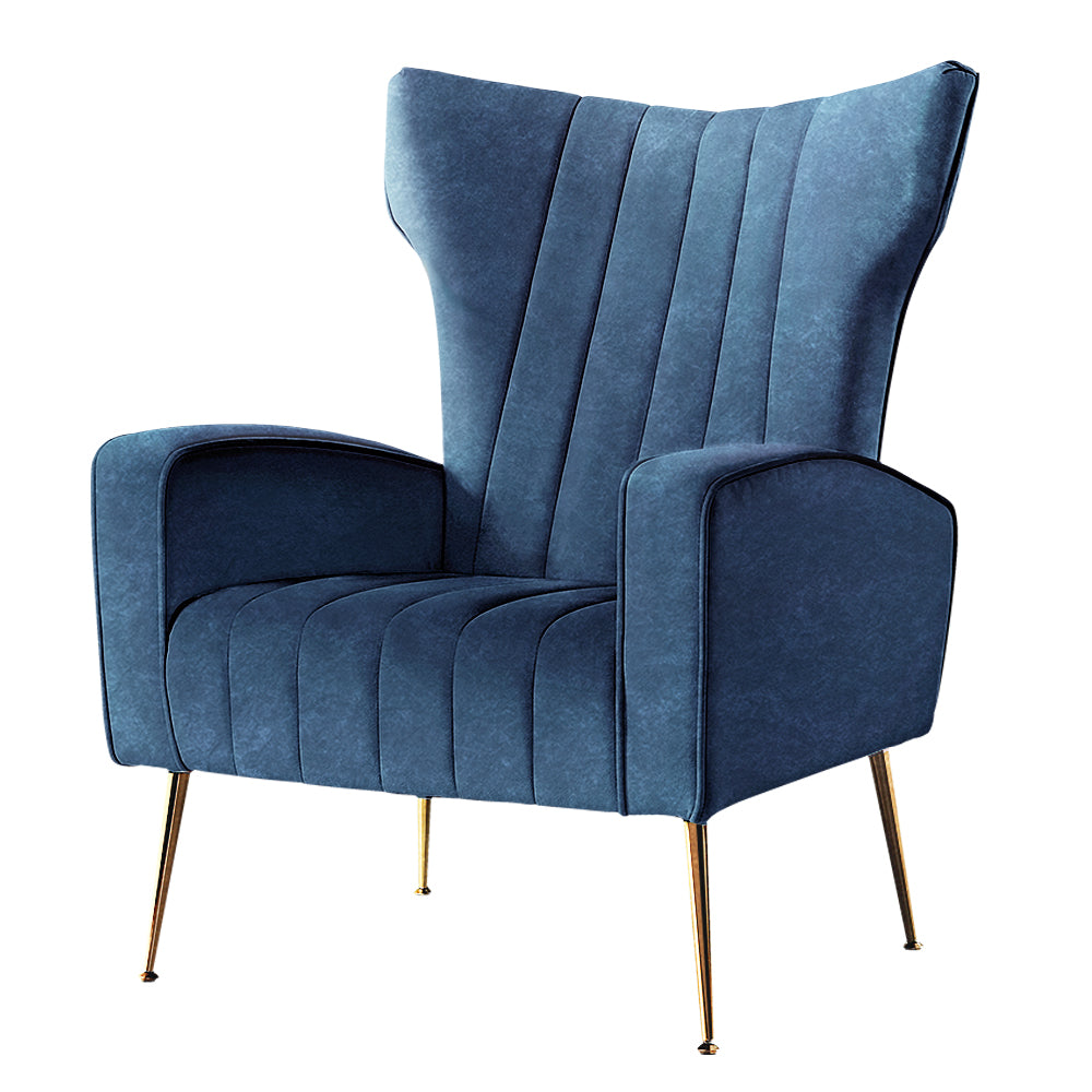 Artiss Navy Blue Velvet Armchair - Stylish and Comfortable Lounge Chair for Living Room, Bedroom, Home Office