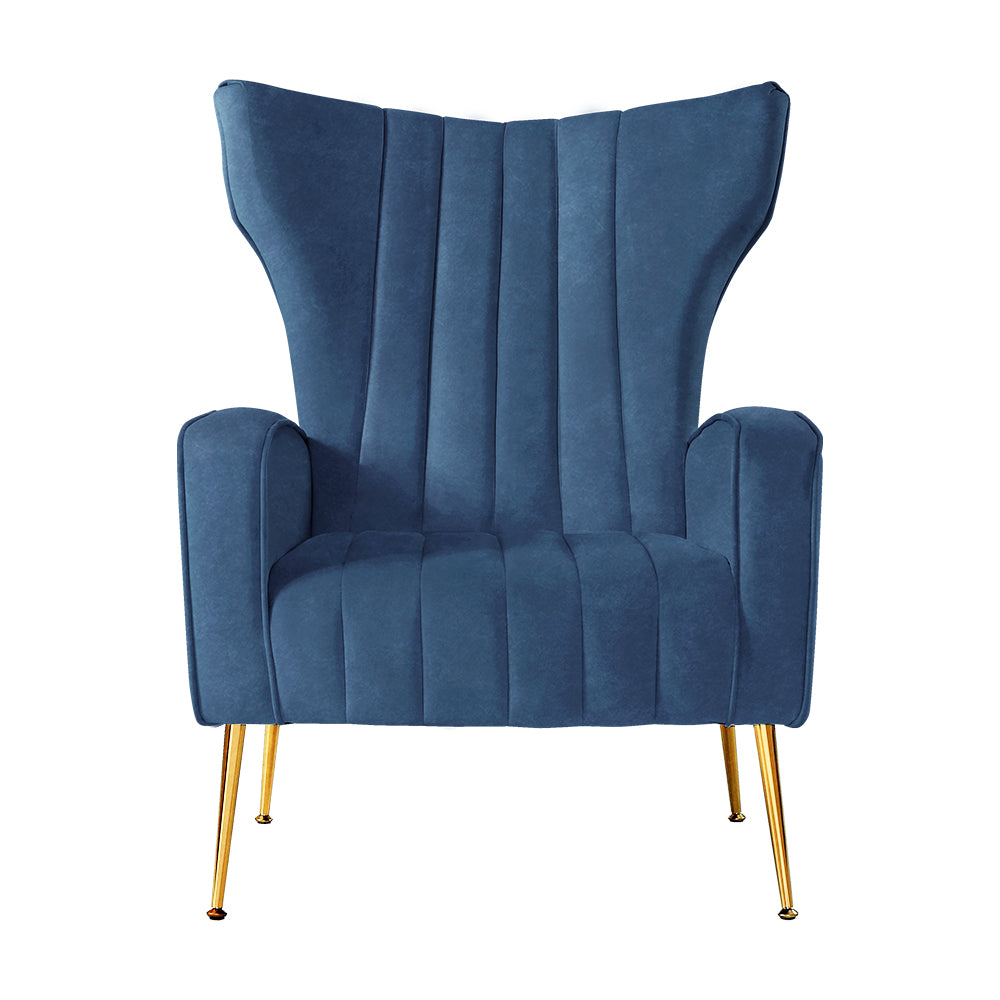 Artiss Navy Blue Velvet Armchair - Stylish and Comfortable Lounge Chair for Living Room, Bedroom, Home Office