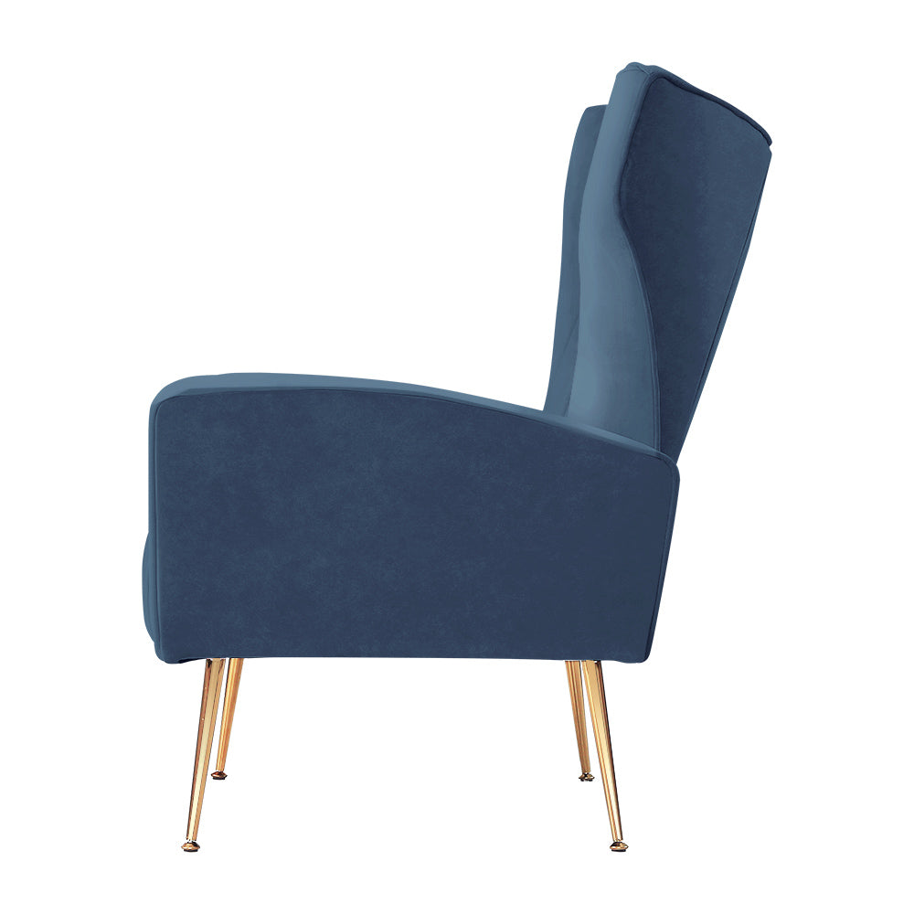 Artiss Navy Blue Velvet Armchair - Stylish and Comfortable Lounge Chair for Living Room, Bedroom, Home Office