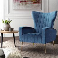 Thumbnail for Artiss Navy Blue Velvet Armchair - Stylish and Comfortable Lounge Chair for Living Room, Bedroom, Home Office