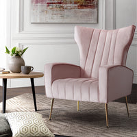 Thumbnail for Artiss Armchair Lounge Chair Accent Armchairs Chairs Velvet Sofa Pink Seat