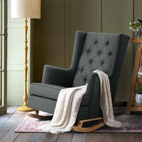 Thumbnail for Artiss Rocking Chair Armchair Linen Fabric Charcoal Gaia