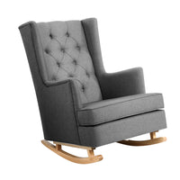 Thumbnail for Artiss Rocking Chair Armchair Linen Fabric Grey Gaia