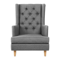 Thumbnail for Artiss Rocking Chair Armchair Linen Fabric Grey Gaia