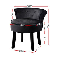 Thumbnail for Artiss Vanity Stool Velvet Black Abella