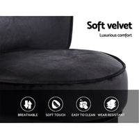 Thumbnail for Artiss Vanity Stool Velvet Black Abella