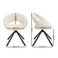 Thumbnail for Artiss Dining Chairs Cafe Kitchen Chairs Swivel Base Beige Sherpa Set of 2