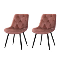 Thumbnail for Artiss Set of 2 Starlyn Dining Chairs Kitchen Chairs Velvet Padded Seat Pink