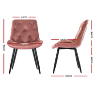 Thumbnail for Artiss Set of 2 Starlyn Dining Chairs Kitchen Chairs Velvet Padded Seat Pink