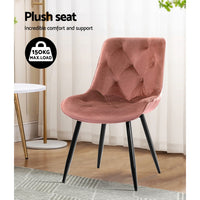 Thumbnail for Artiss Set of 2 Starlyn Dining Chairs Kitchen Chairs Velvet Padded Seat Pink