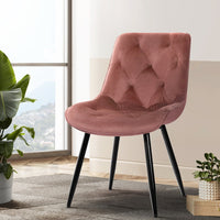 Thumbnail for Artiss Set of 2 Starlyn Dining Chairs Kitchen Chairs Velvet Padded Seat Pink