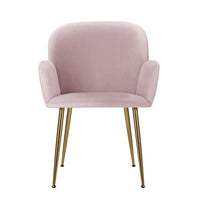 Thumbnail for Artiss  Set of 2 Kynsee Dining Chairs Armchair Cafe Chair Upholstered Velvet Pink