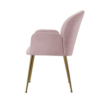 Thumbnail for Artiss  Set of 2 Kynsee Dining Chairs Armchair Cafe Chair Upholstered Velvet Pink