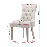 Thumbnail for Artiss Set of 2 Dining Chair Beige CAYES French Provincial Chairs Wooden Fabric Retro Cafe