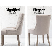 Thumbnail for Artiss Set of 2 Dining Chair Beige CAYES French Provincial Chairs Wooden Fabric Retro Cafe