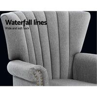 Thumbnail for Artiss Armchair Wingback Grey Andrew