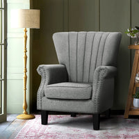 Thumbnail for Artiss Armchair Wingback Grey Andrew