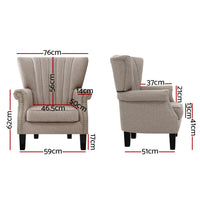 Thumbnail for Artiss Armchair Wingback Beige Andrew