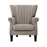 Thumbnail for Artiss Armchair Wingback Beige Andrew