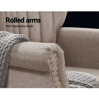 Thumbnail for Artiss Armchair Wingback Beige Andrew