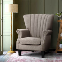 Thumbnail for Artiss Armchair Wingback Beige Andrew