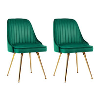 Thumbnail for Artiss Set of 2 Dining Chairs Retro Chair Cafe Kitchen Modern Metal Legs Velvet Green