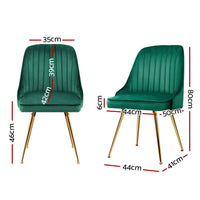 Thumbnail for Artiss Set of 2 Dining Chairs Retro Chair Cafe Kitchen Modern Metal Legs Velvet Green