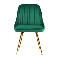 Thumbnail for Artiss Set of 2 Dining Chairs Retro Chair Cafe Kitchen Modern Metal Legs Velvet Green