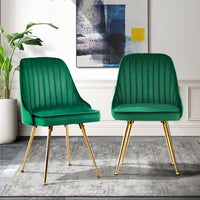 Thumbnail for Artiss Set of 2 Dining Chairs Retro Chair Cafe Kitchen Modern Metal Legs Velvet Green