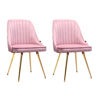 Thumbnail for Artiss Set of 2 Dining Chairs Retro Chair Cafe Kitchen Modern Iron Legs Velvet Pink