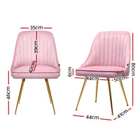 Thumbnail for Artiss Set of 2 Dining Chairs Retro Chair Cafe Kitchen Modern Iron Legs Velvet Pink