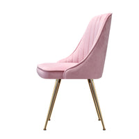 Thumbnail for Artiss Set of 2 Dining Chairs Retro Chair Cafe Kitchen Modern Iron Legs Velvet Pink