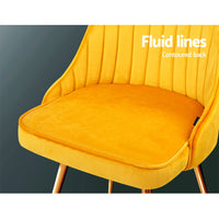 Thumbnail for Artiss Set of 2 Dining Chairs Retro Chair Cafe Kitchen Modern Metal Legs Velvet Yellow