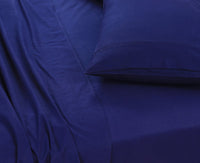 Thumbnail for Elan Linen 100% Egyptian Cotton Vintage Washed 500TC Navy Blue Double Bed Sheets Set