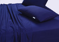 Thumbnail for Elan Linen 100% Egyptian Cotton Vintage Washed 500TC Navy Blue King Bed Sheets Set