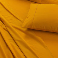 Thumbnail for Elan Linen 100% Egyptian Cotton Vintage Washed 500TC Mustard Queen Bed Sheets Set