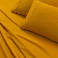 Thumbnail for Elan Linen 100% Egyptian Cotton Vintage Washed 500TC Mustard Queen Bed Sheets Set