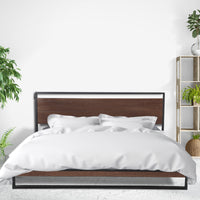 Thumbnail for Milano Decor Azure Bed Frame With Headboard Black Wood Steel Platform Bed - Single - Black