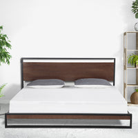 Thumbnail for Milano Decor Azure Bed Frame With Headboard Black Wood Steel Platform Bed - Single - Black